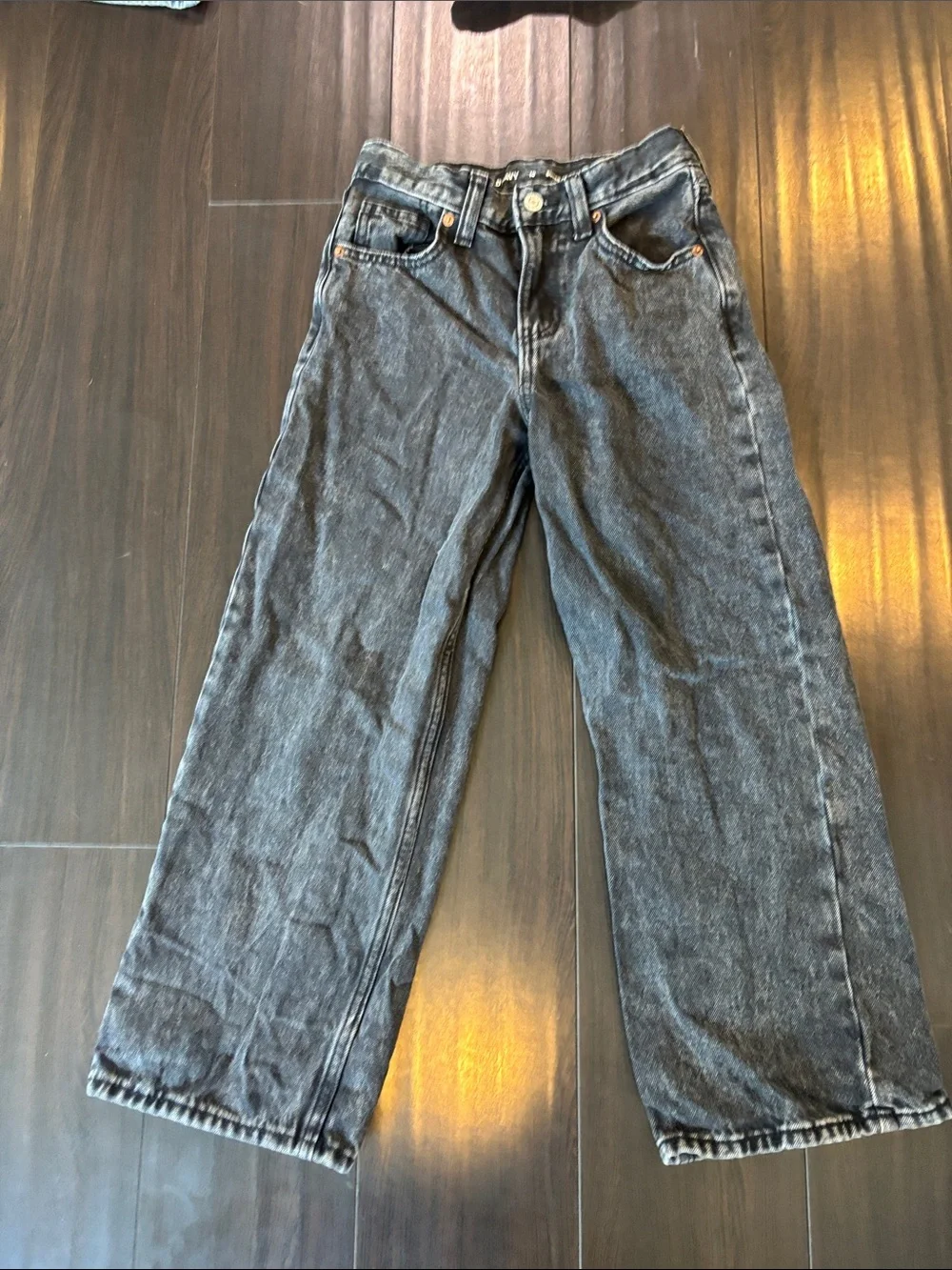 Old Navy Acid Wash Black Super Baggy Adjustable Waist Boys Jeans Size 10